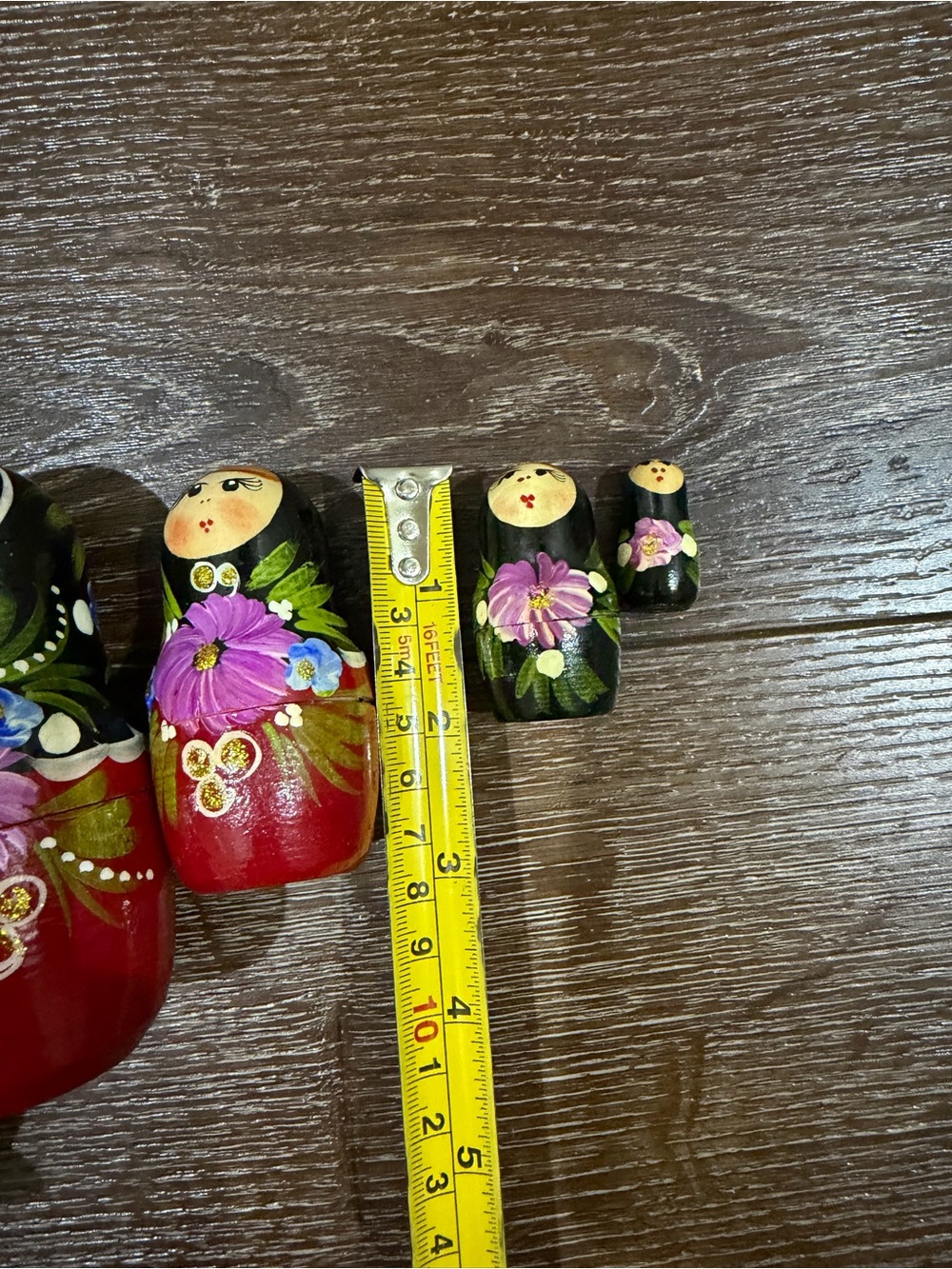 Matryoshka Hand-Painted multi color Russian Nesting Dolls 5 total - Picture 10 of 12